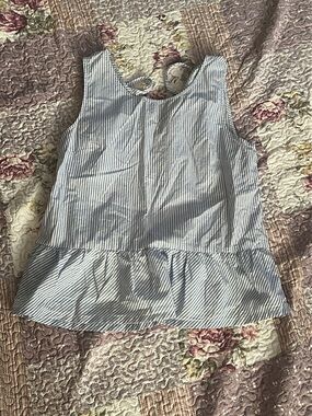 J. Crew Blue and White Striped Sleeveless Peplum Tank